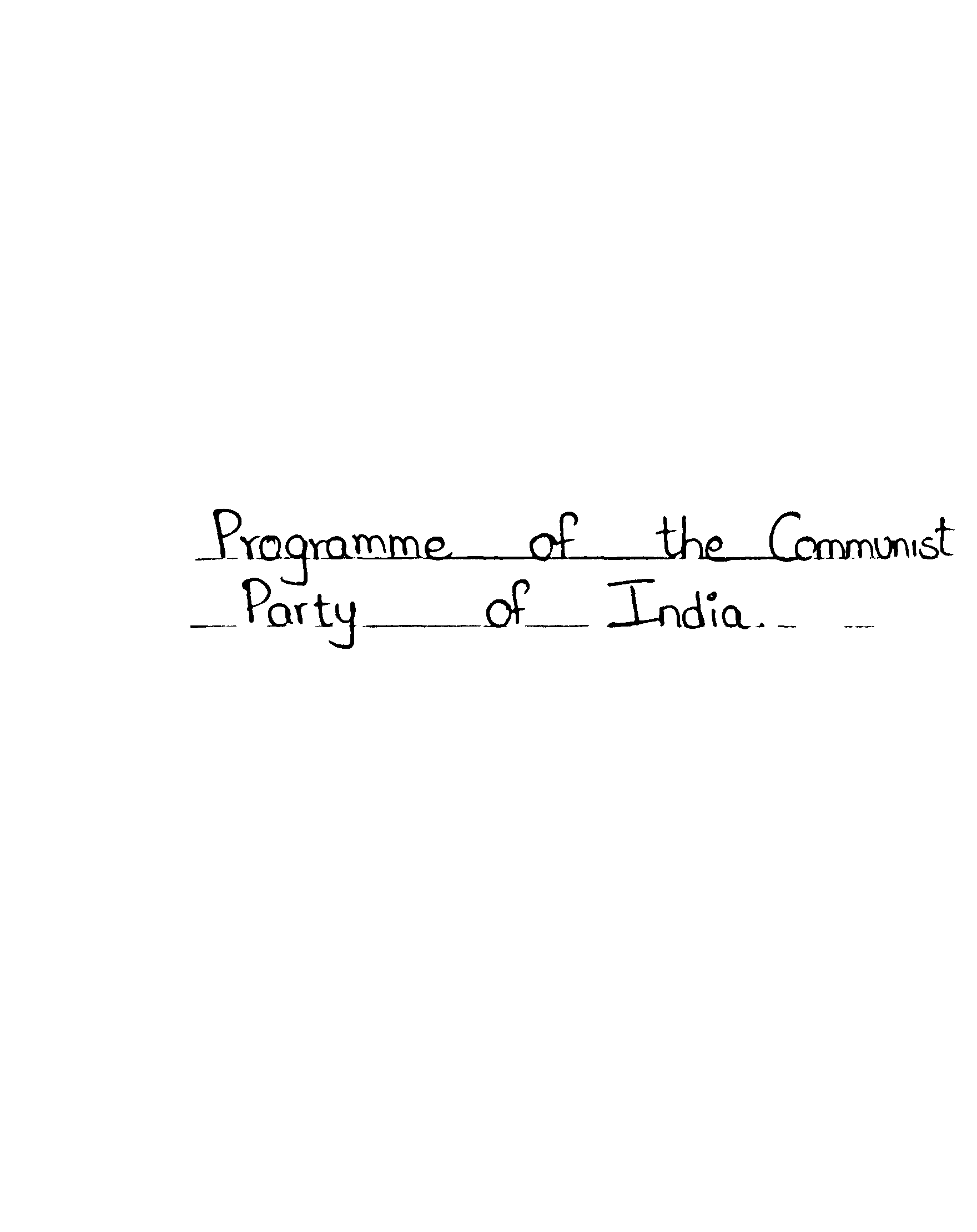 Programme of the Communist party of the India