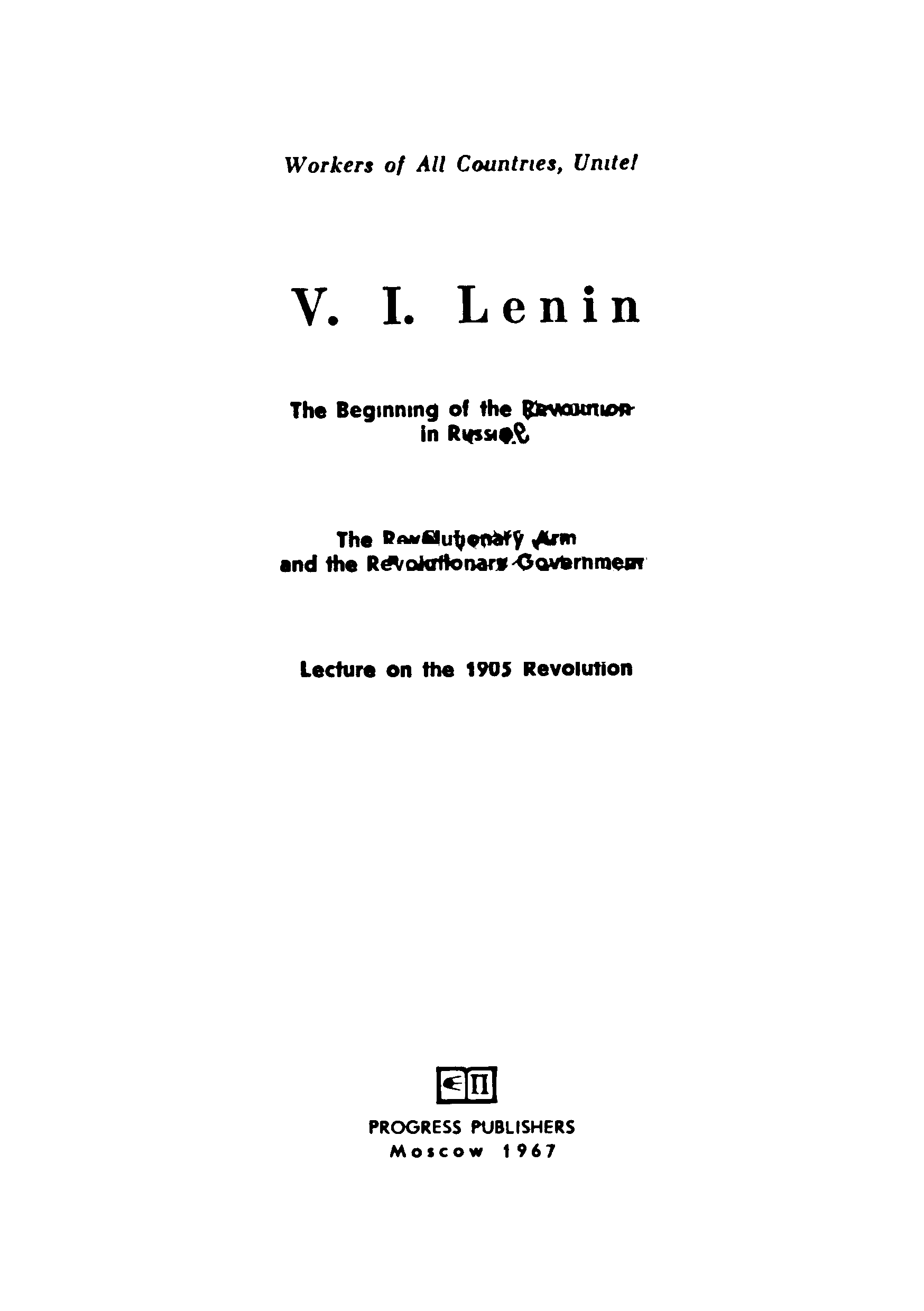 V I Lenin The Begining of The Revolution in Russia