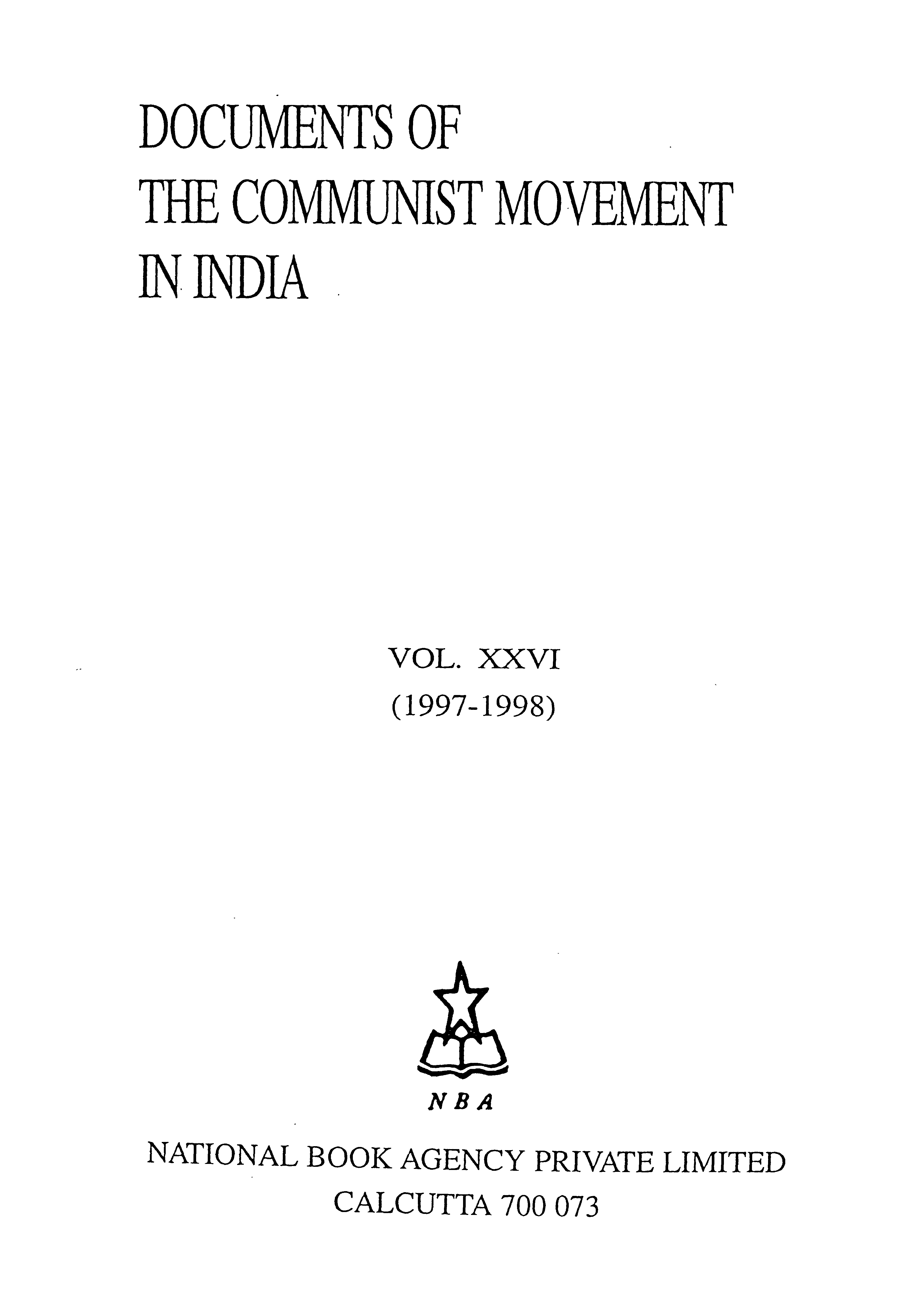 Document Of The Communist Movement In India Vol- 26  1997-1998