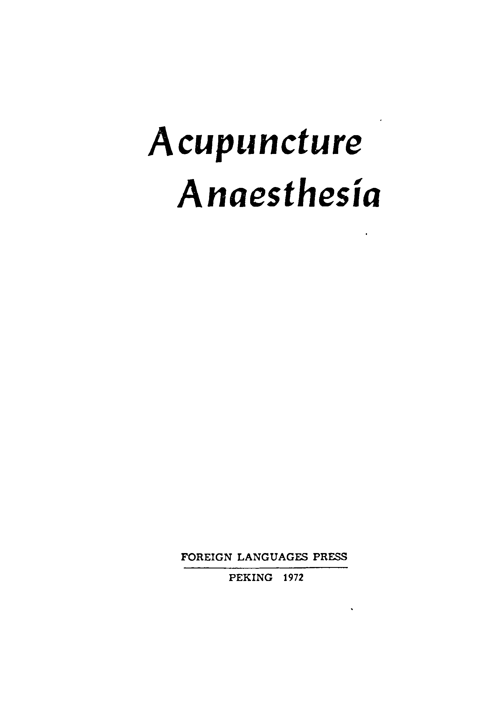 Acupunture Anasthesia