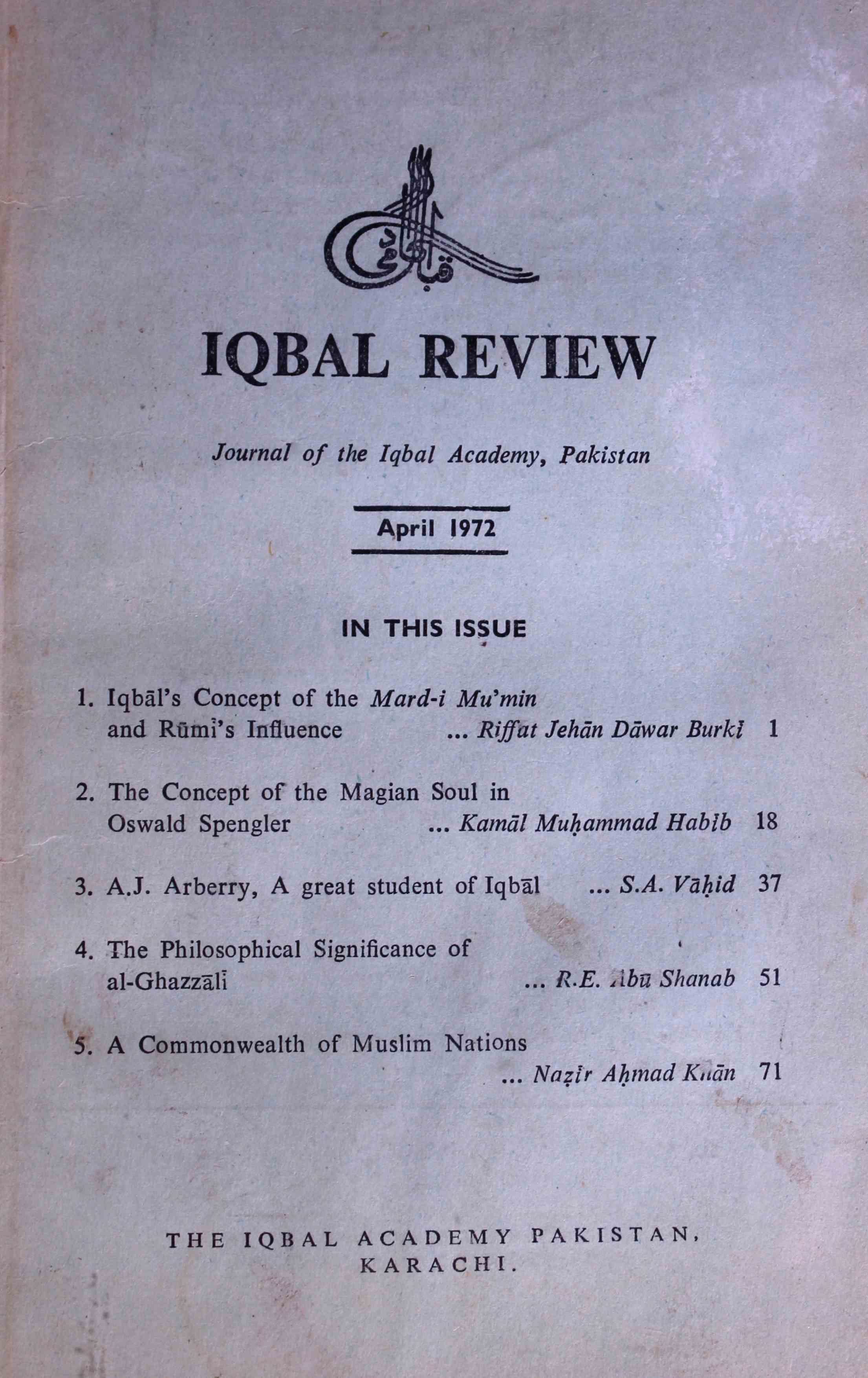 Iqbal Review April 1972