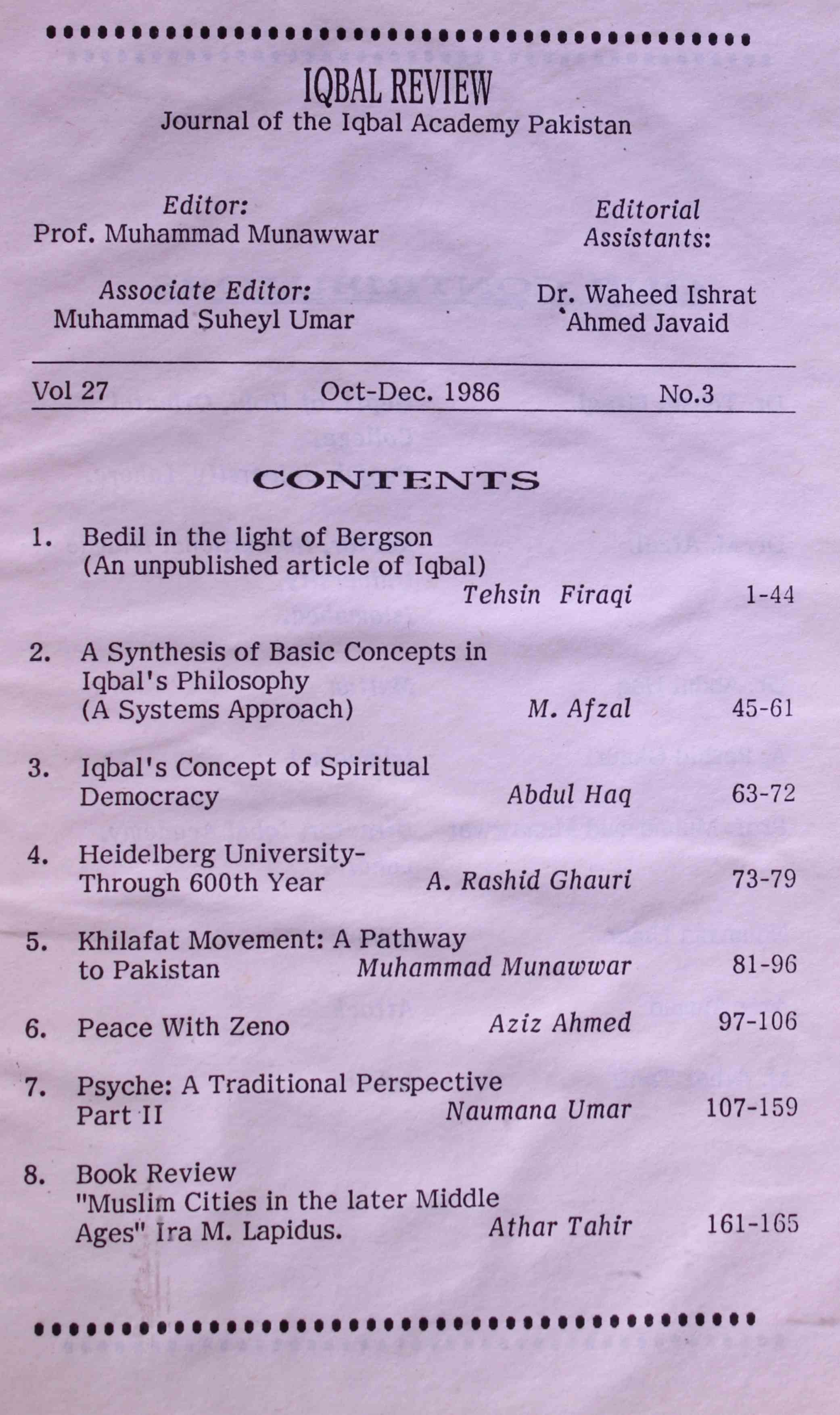 Iqbal Review October-December 1986