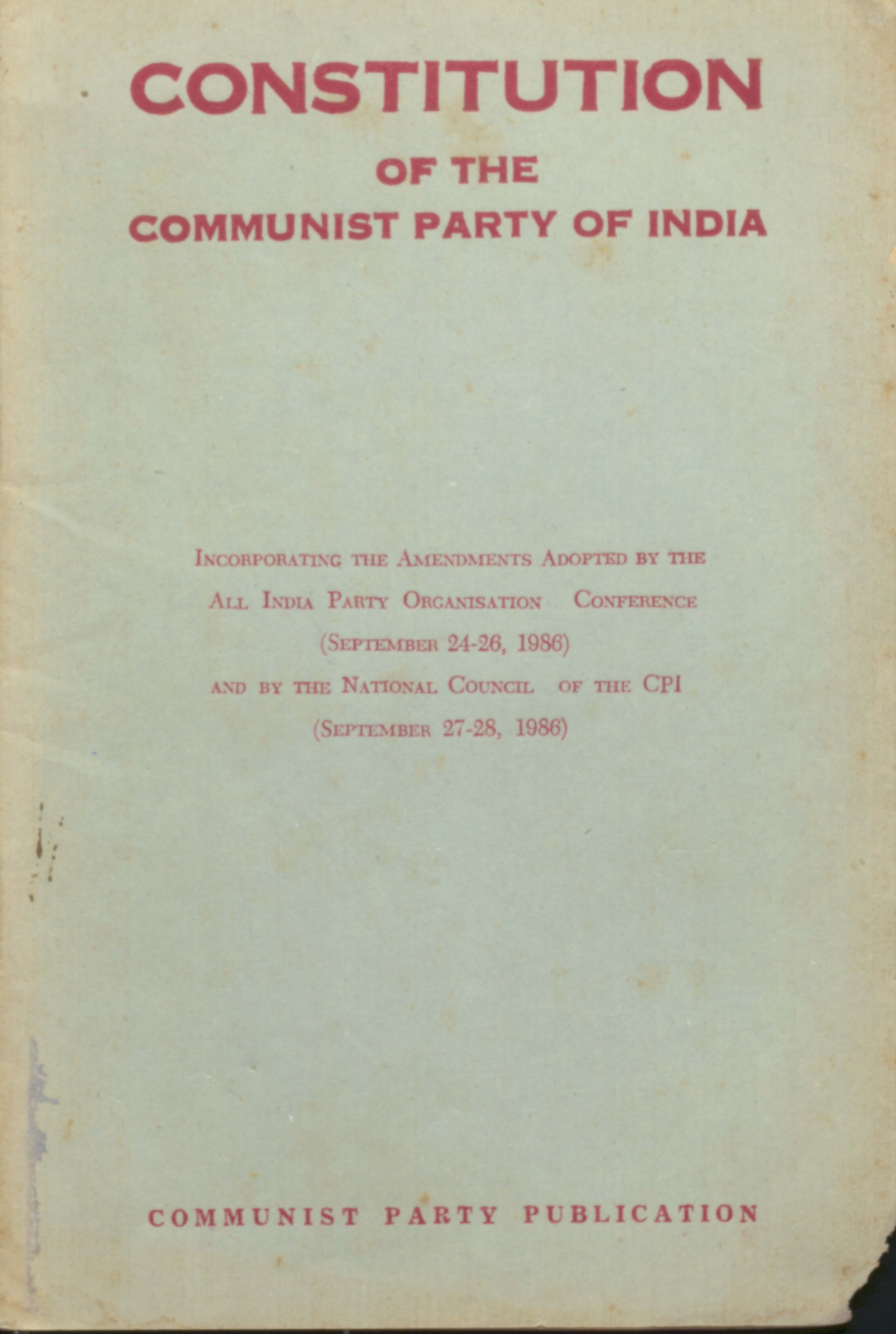 Constitution Of The Communist Party Of India
