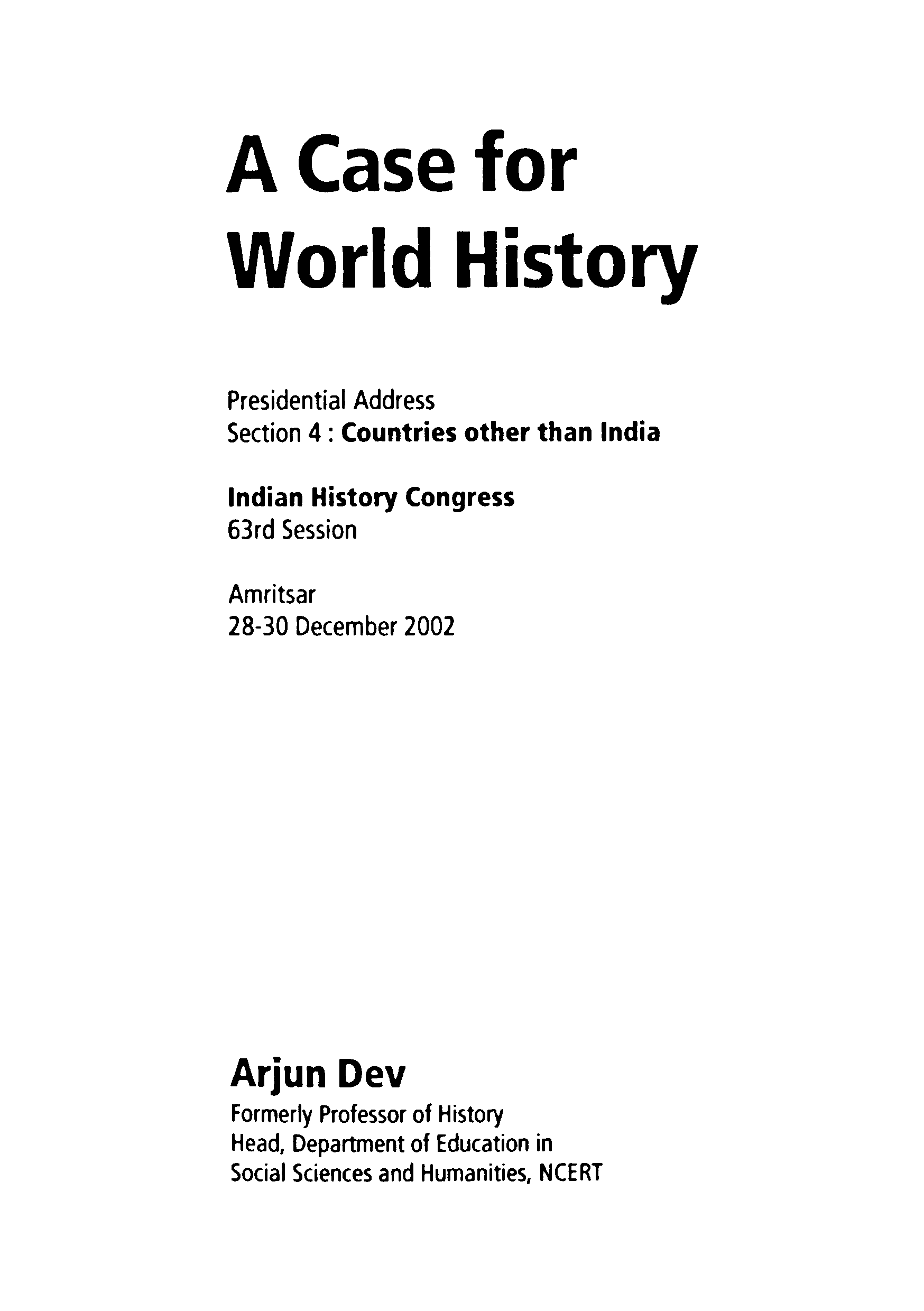 A Case for World History