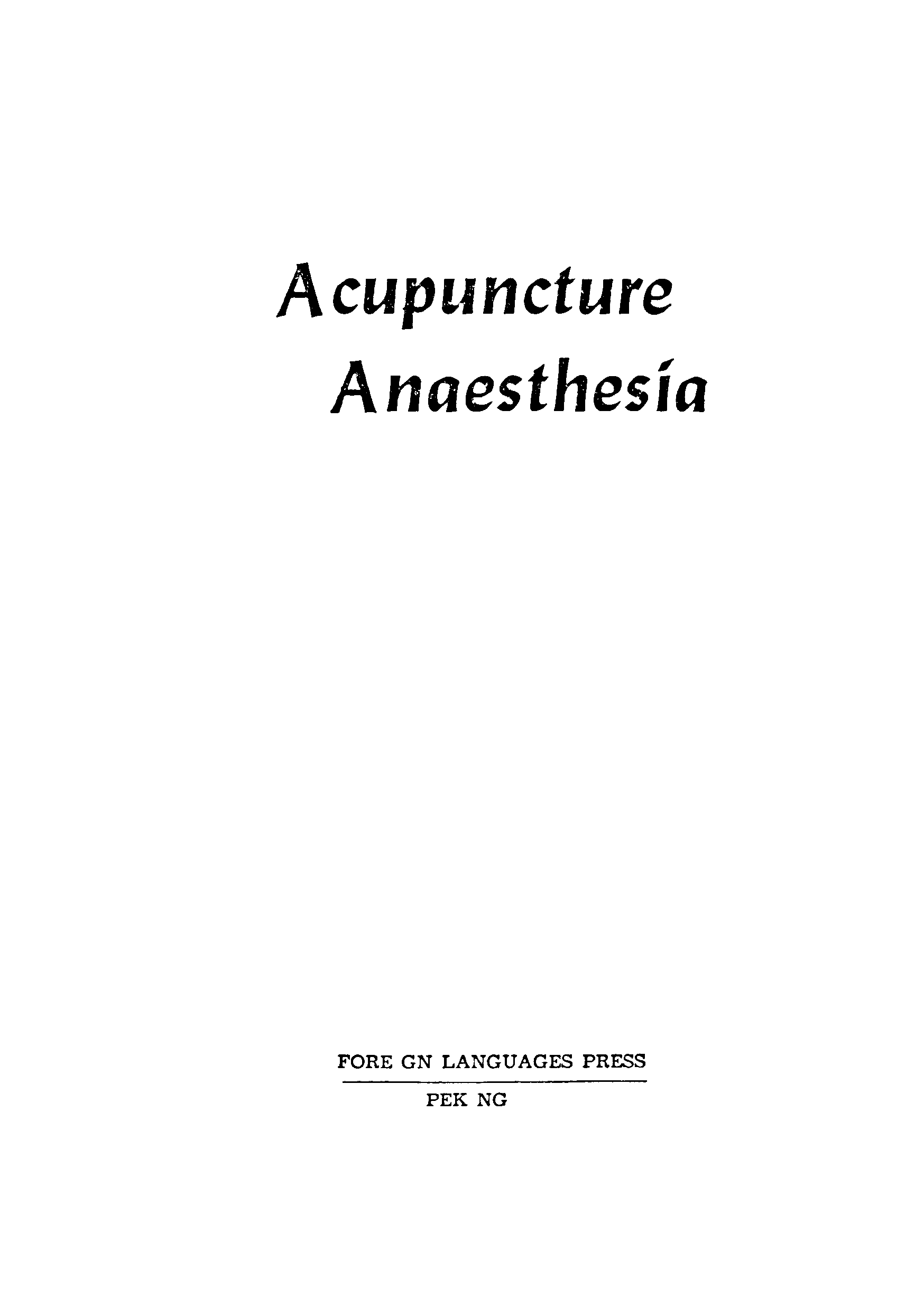 Acupunture Anaesthesia