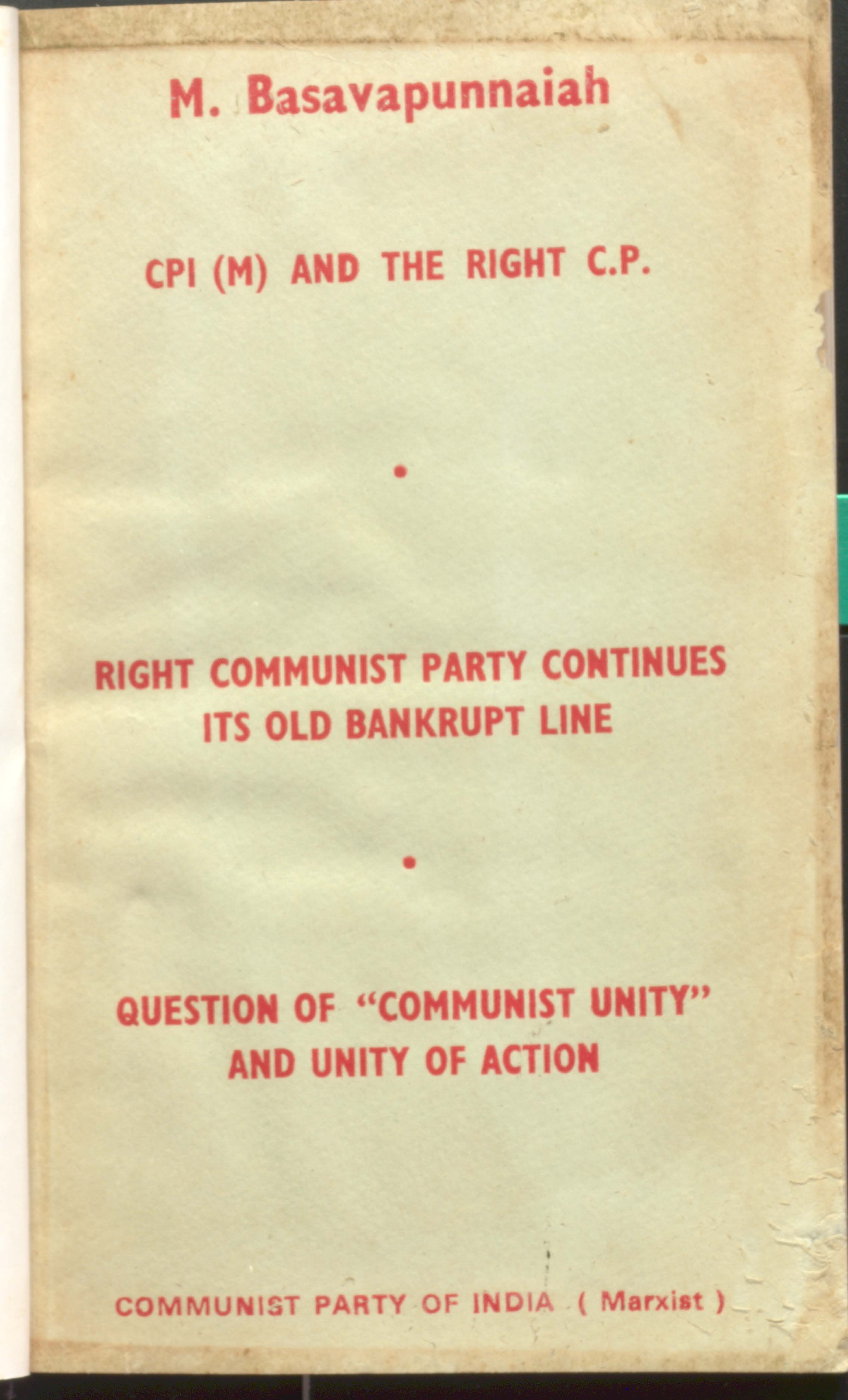 CPI(M) &The Right C.P