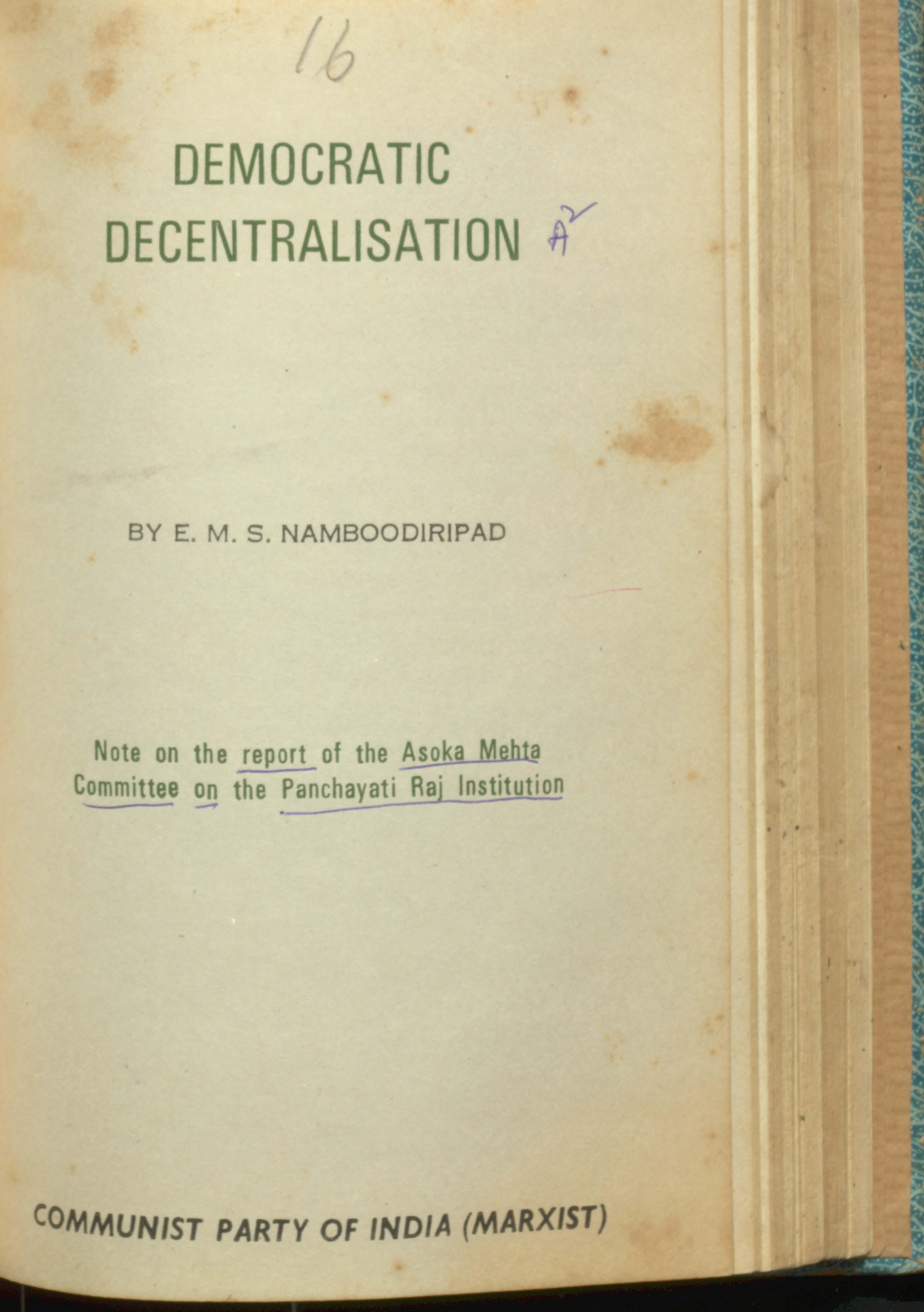 DEMOCRATIC DECENTRALISATION