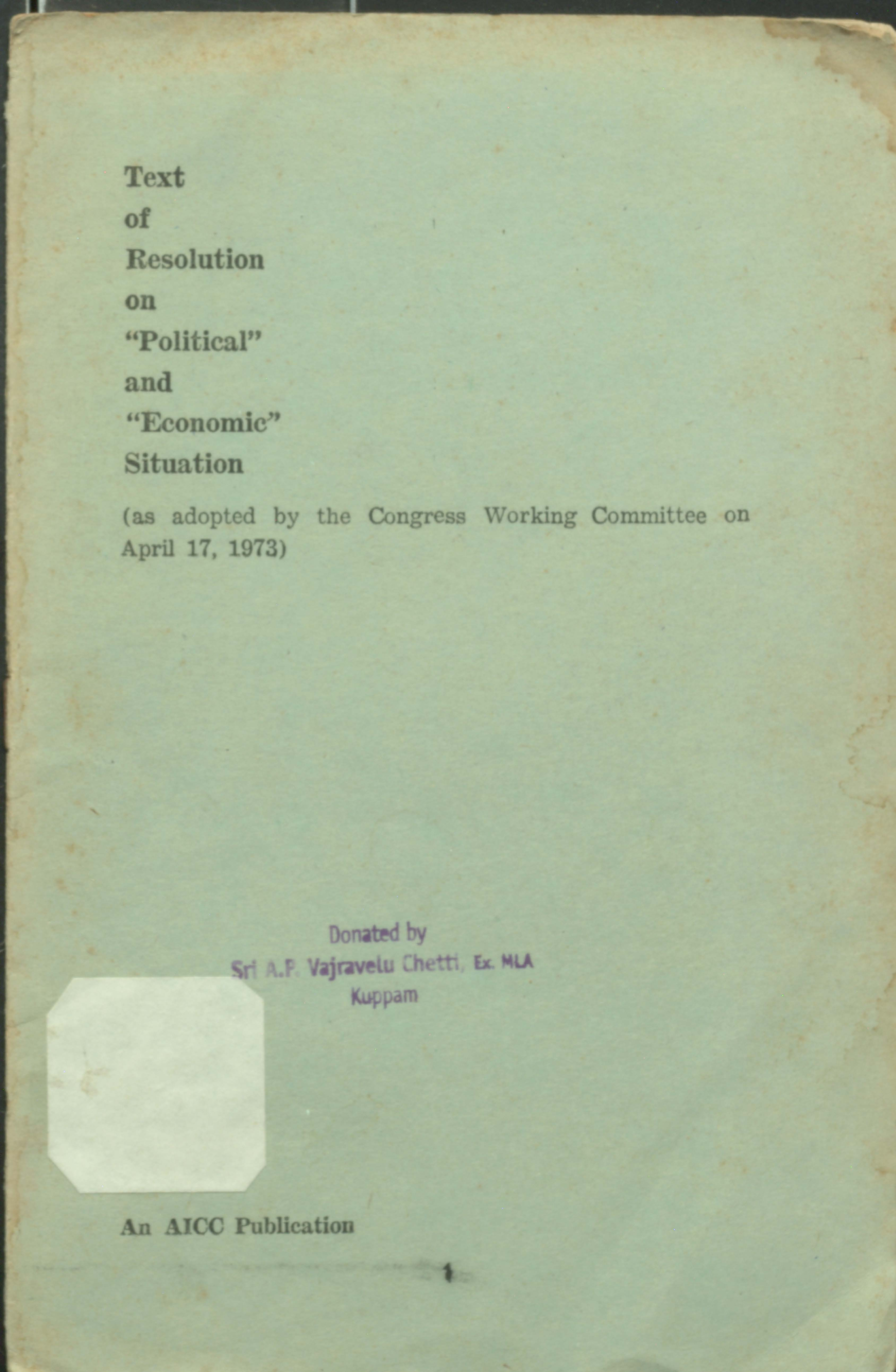 text of resolution on"political" and "economic" situation
