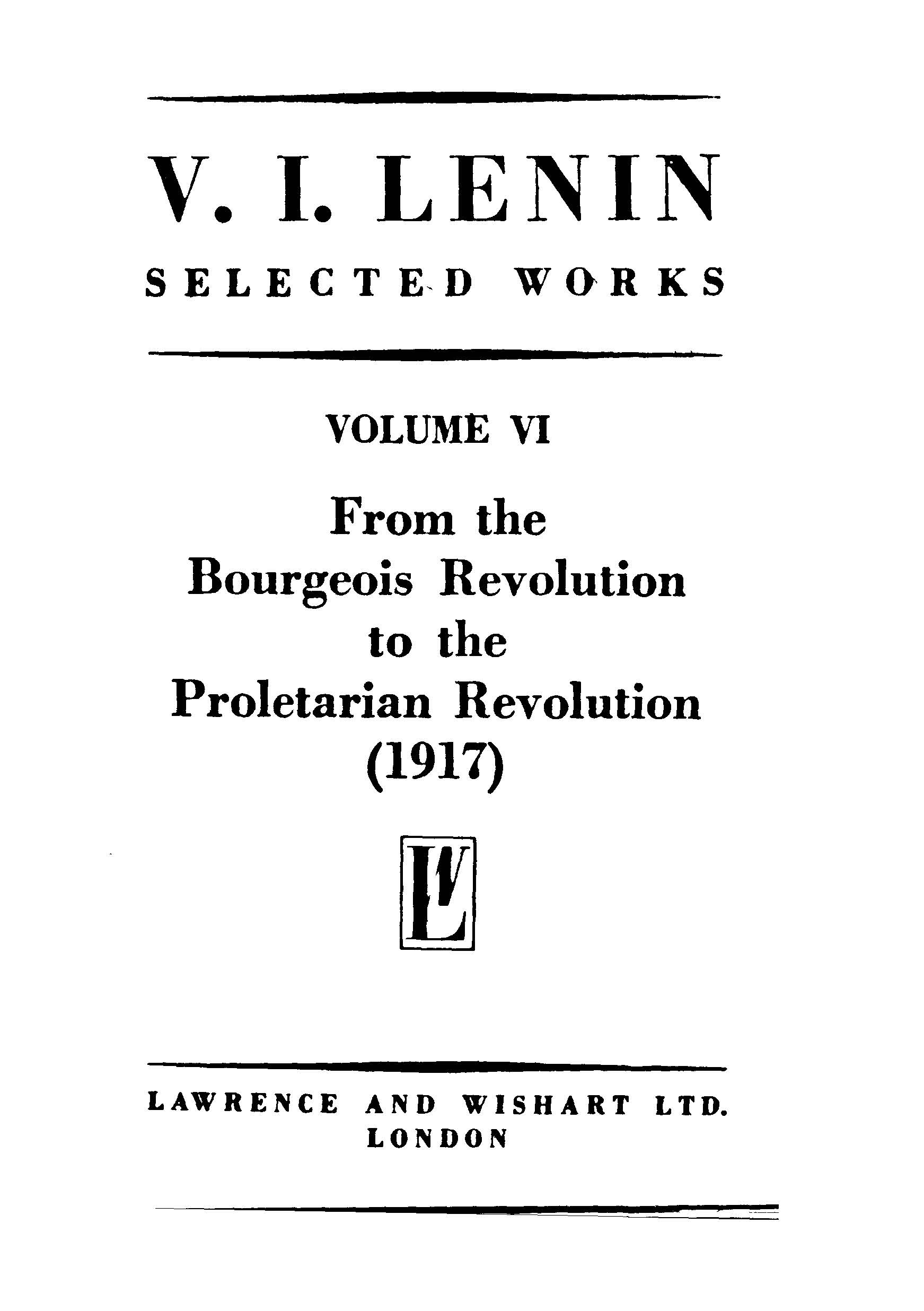 V.I.Lenin selected works (vol-vi) 1917