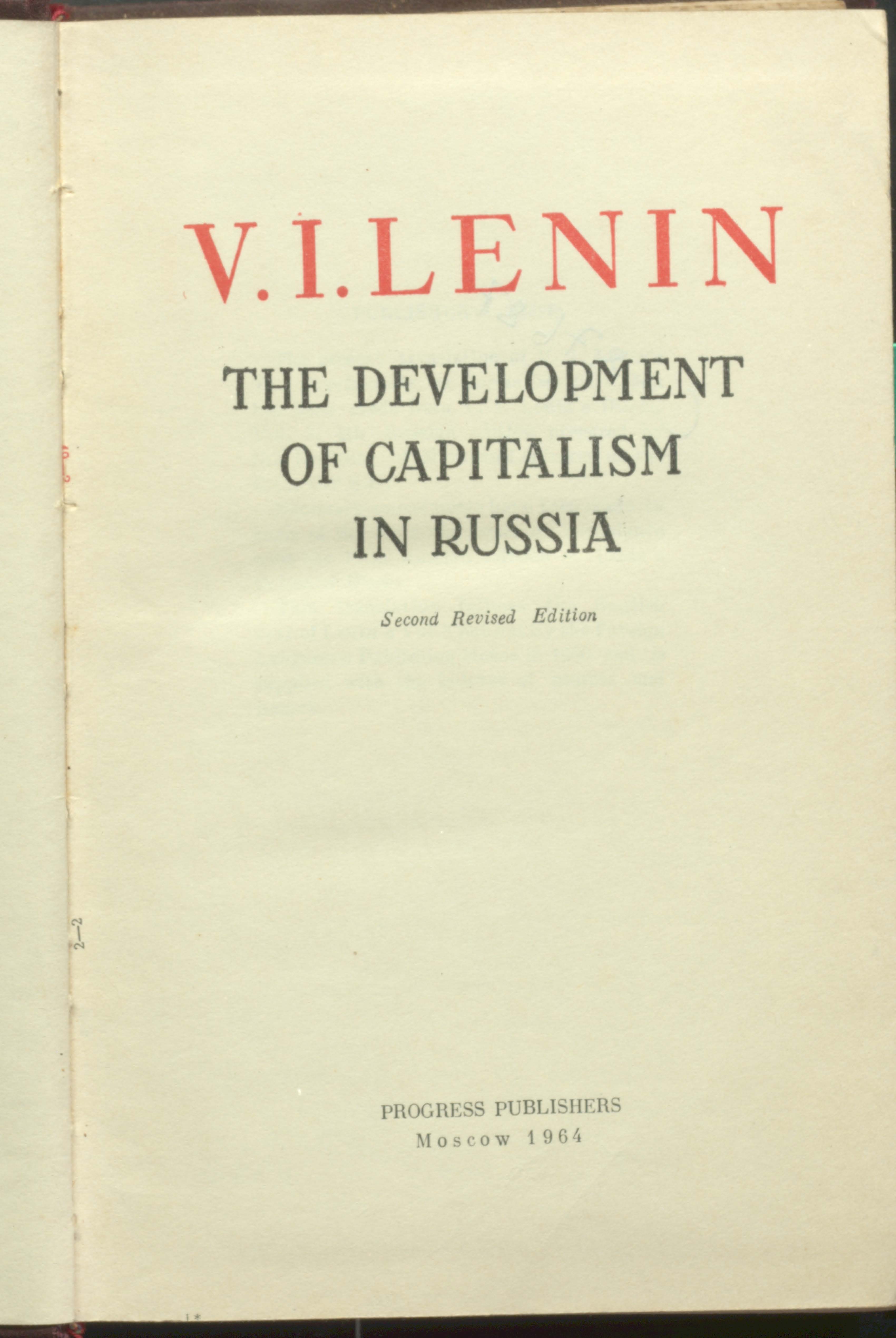 V.I.Lenin the development of capitalism in russia