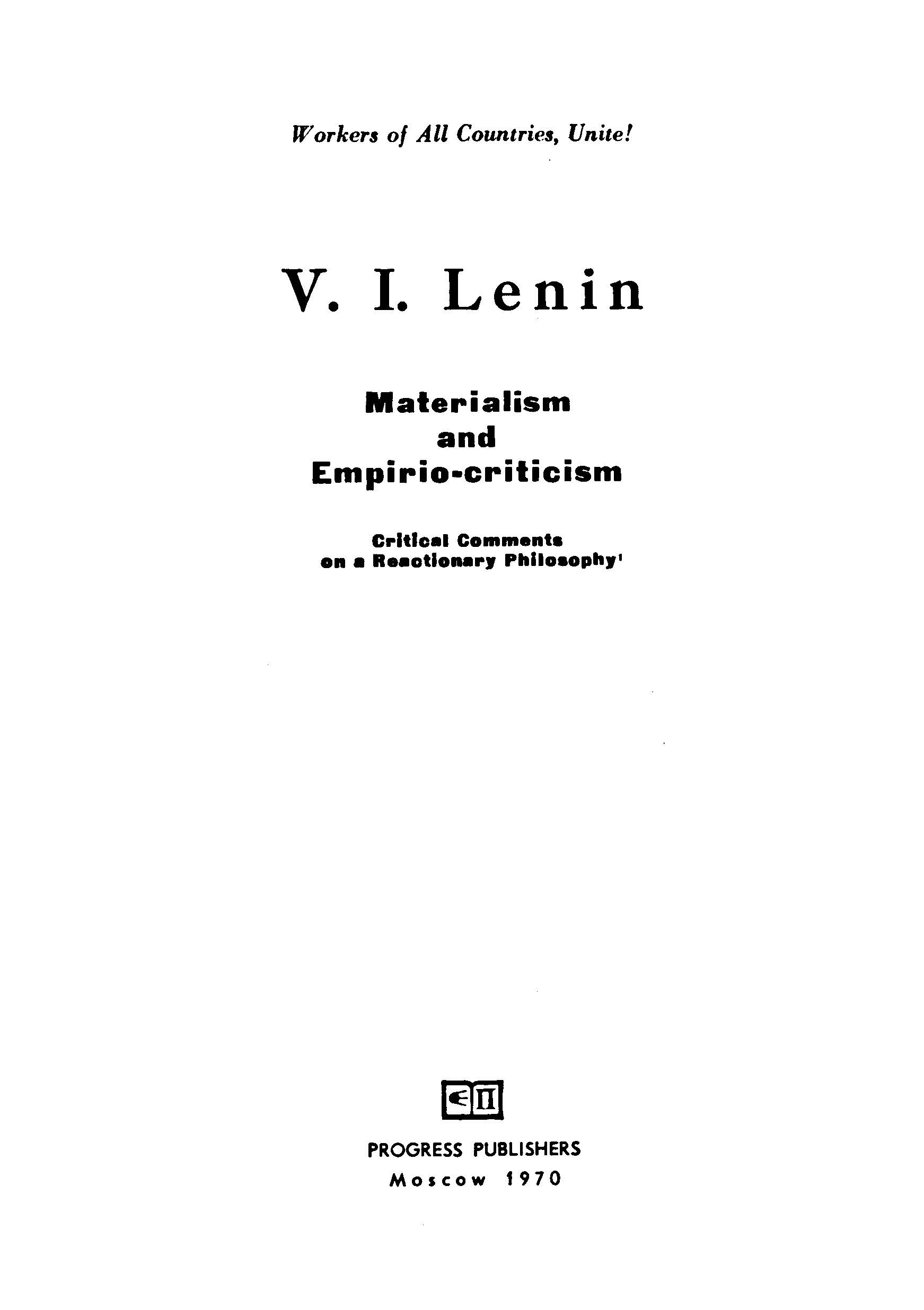 V.l.Lenin Meteroalism and empirio-criticism 