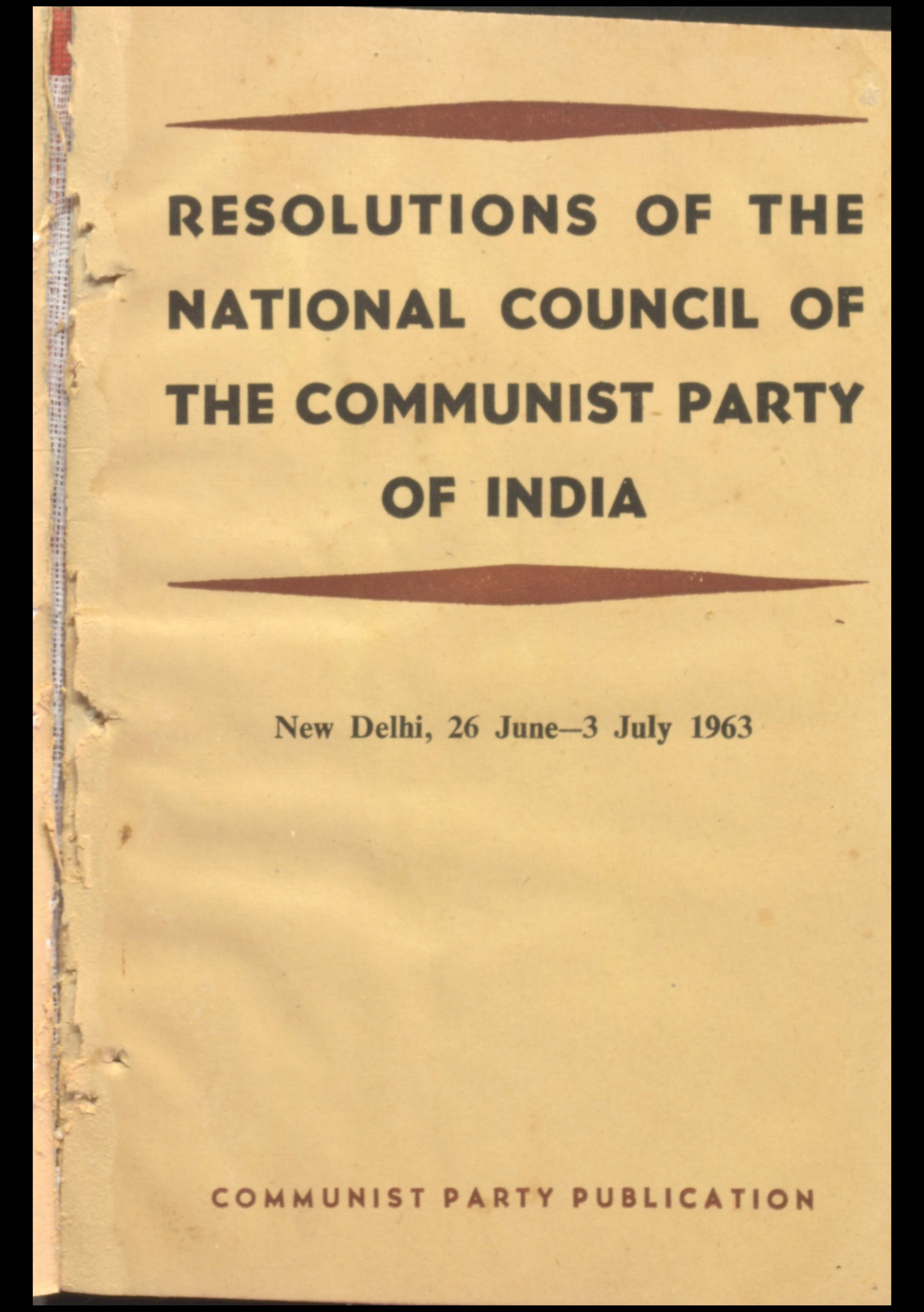 Resolutions of the national council of the communist party of india