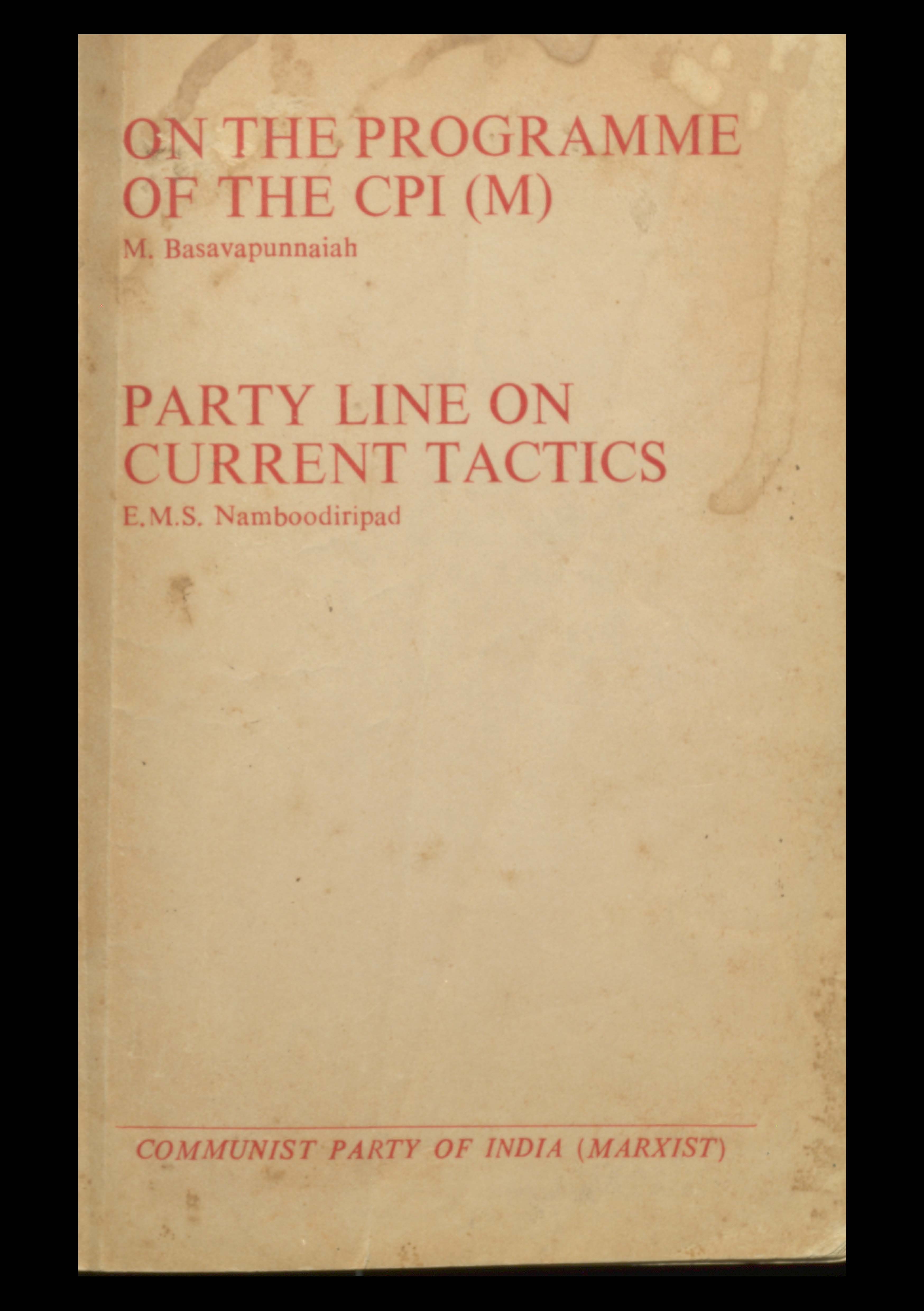 On The Programme Of The CPI(M)