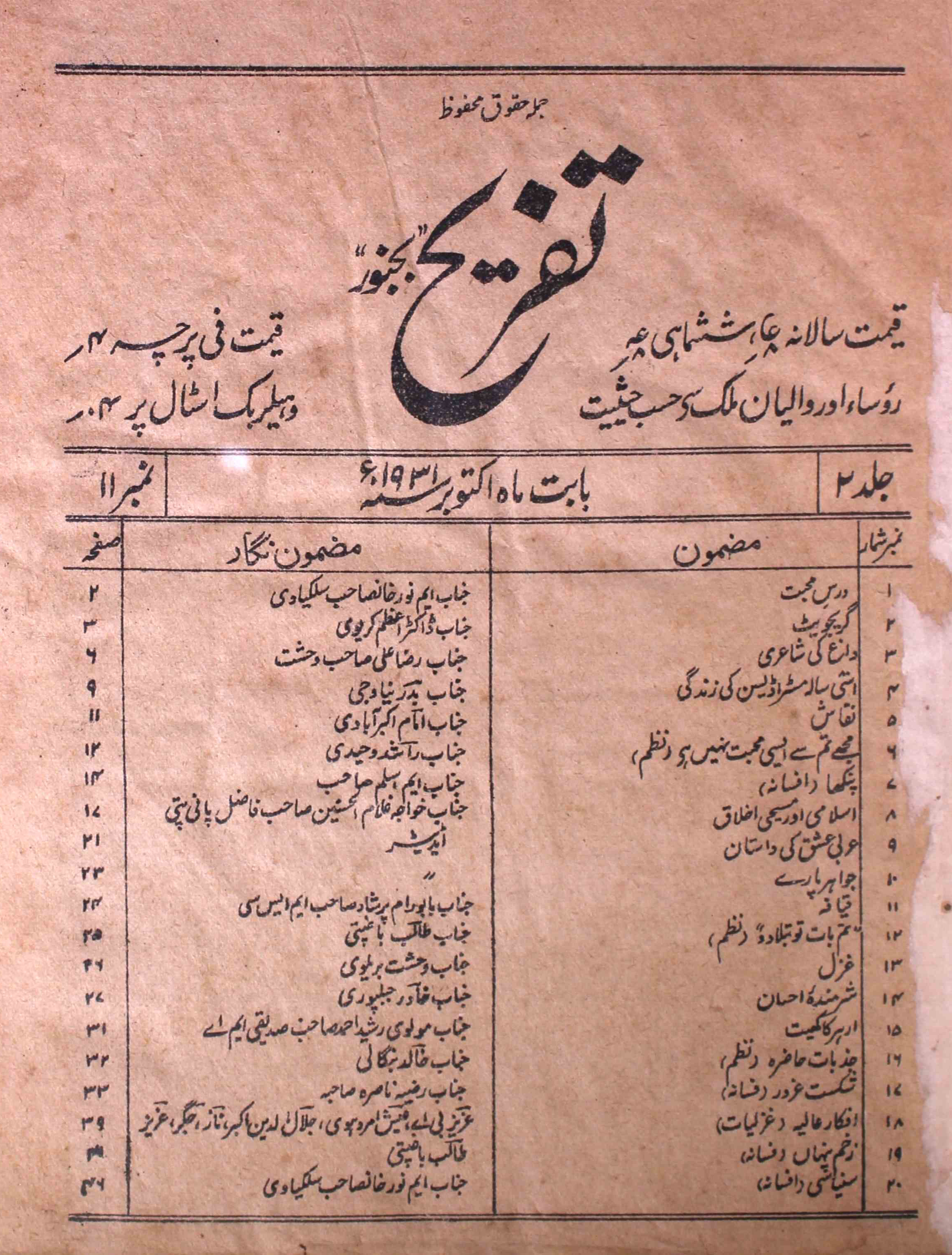 tafreeh-shumaara-number-011-mohammad-rafeeq-magazines