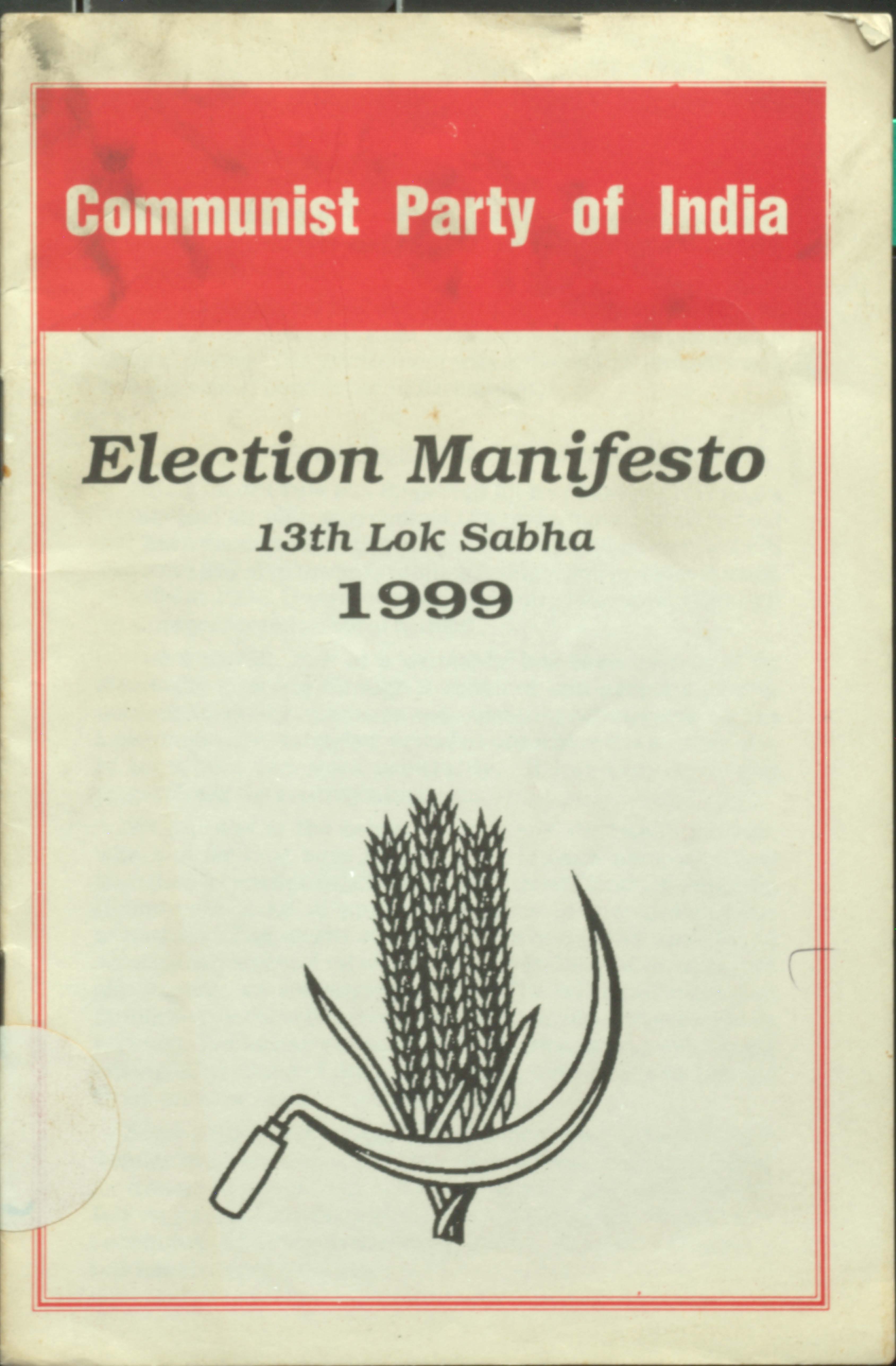 Electione Manifesto 13th Lok Sabha 1999 CPI