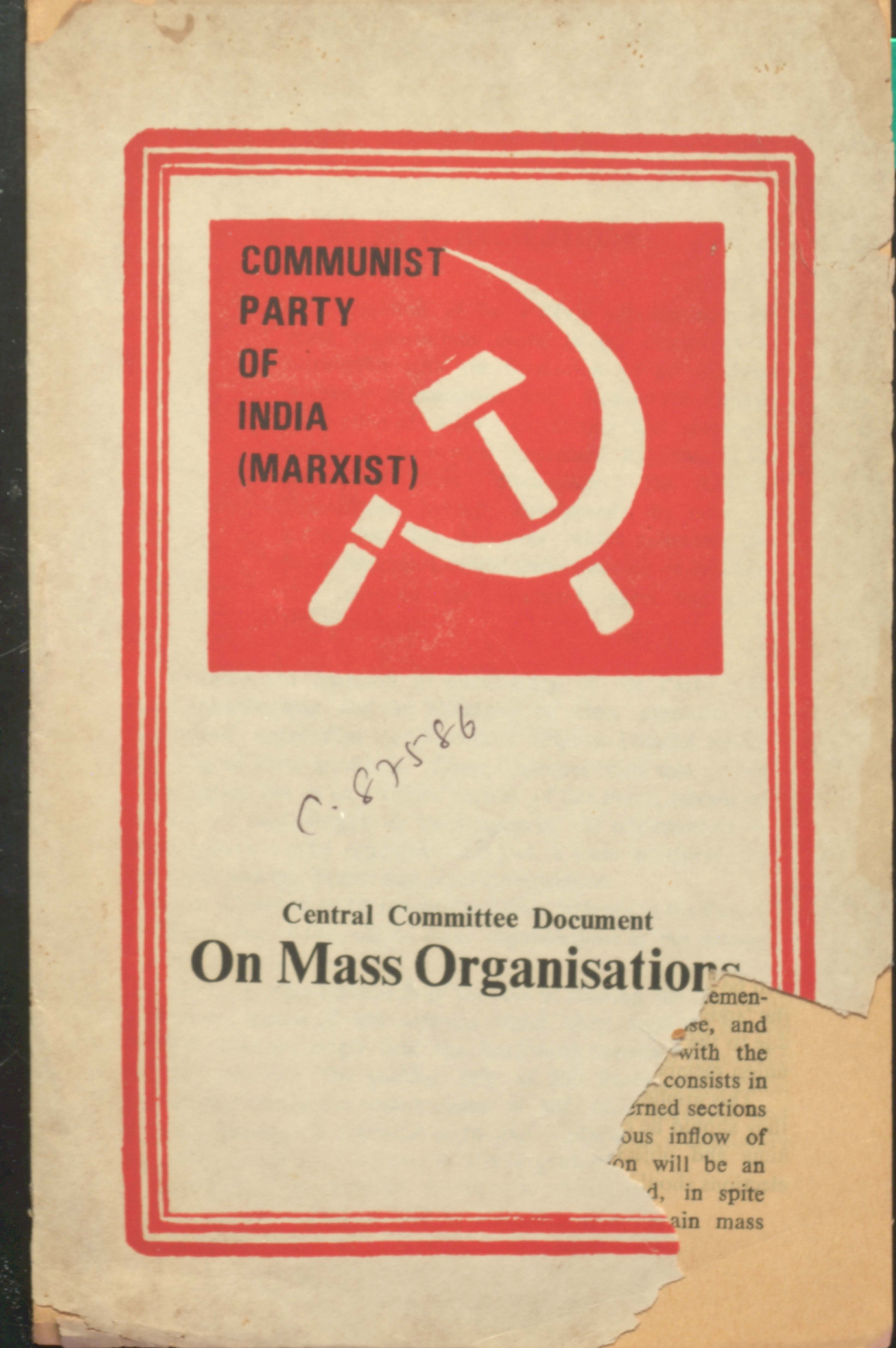 C.C.Document On Mass Orgamisations CPI(M)